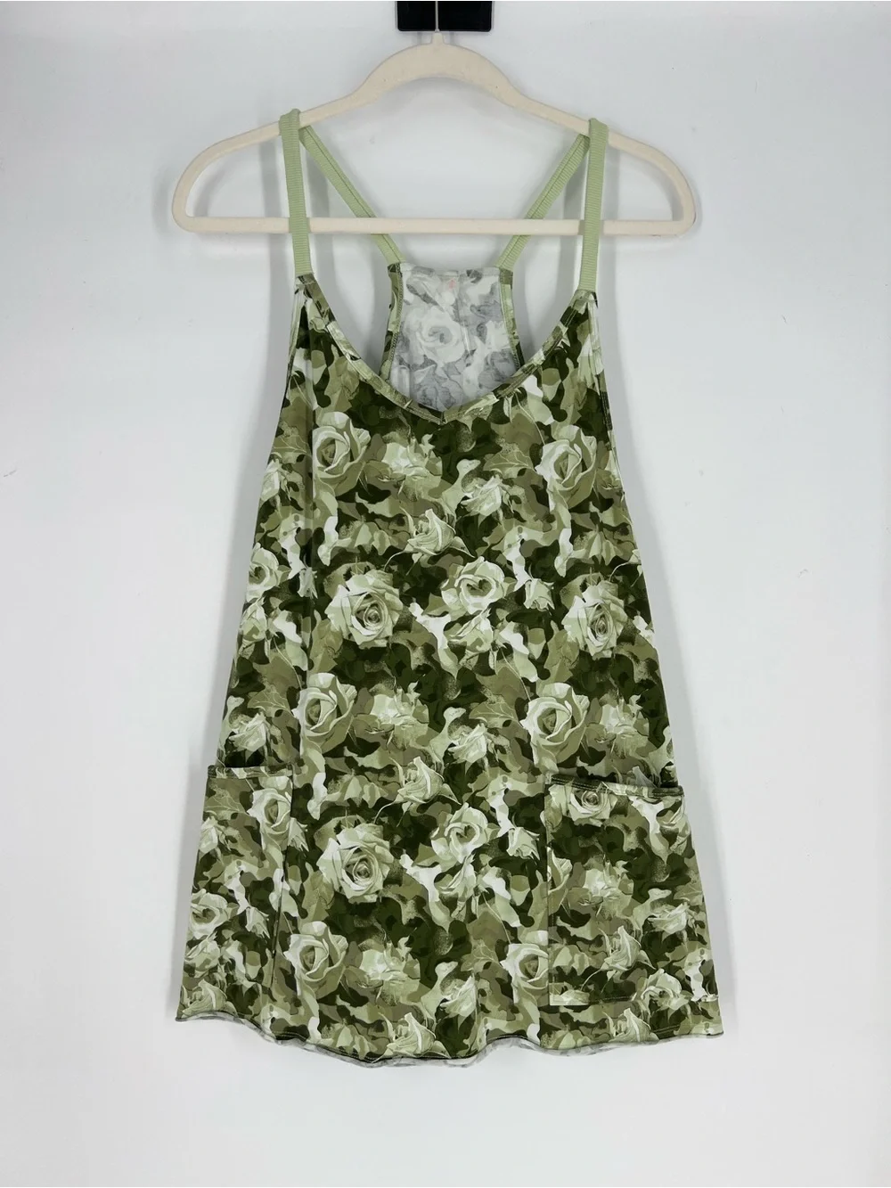 Free People Movement Olive Green Camo Floral Roses Hot Shot Strappy Romper S